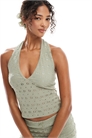 Топ с V-образным вырезом из трикотажа, связанный крючком co-ord артикул 147620866