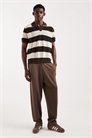 Свитер-поло с коротким рукавом из полосатой трикотажной ткани артикул 155125931