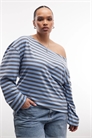 Плюс: топ с длинными рукавами и открытыми плечами в полоску артикул 154012388