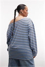 Плюс: топ с длинными рукавами и открытыми плечами в полоску артикул 154012388