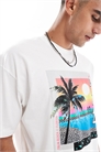 Увеличенная укороченная футболка с летним принтом артикул 143050992