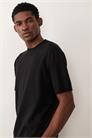 Удобная трикотажная футболка с круглым вырезом из смесовой хлопковой ткани артикул 154263850