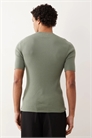 Трикотажная футболка с круглым вырезом из смесовой хлопковой ткани, облегающего кроя артикул 154264145