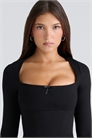 Черный топ-корсет с длинными рукавами артикул 151561112