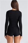 Черный топ-корсет с длинными рукавами артикул 151561112