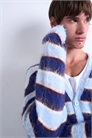 Кардиган свободного кроя из мягкого трикотажа в полоску артикул 147083124