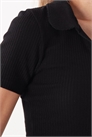Приталенная поло с ребристой отделкой и пико-краем артикул 152428051