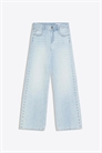Джинсы свободного кроя с заклепками и заниженной талией артикул 156597842