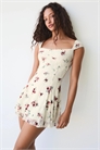 Мини-платье с кружевным принтом артикул 156586900