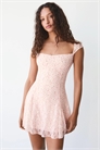 Мини-платье с кружевным принтом артикул 156586856