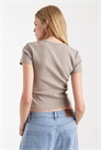 Футболка с круглым вырезом и ребристой отделкой артикул 153084266