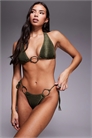 Бикини-трусики с завязками по бокам и металлическими элементами артикул 151303178