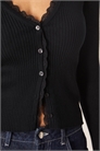 Кардиган с ребристой вязкой и кружевной отделкой артикул 152001222