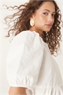 Топ из хлопкового поплина с буфчатыми рукавами артикул 140563219