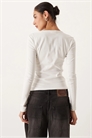 Топ с круглым вырезом и длинными рукавами из трикотажа с ребристой отделкой артикул 141035809
