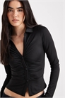 Облегающая рубашка с длинными рукавами и сборками артикул 148670072