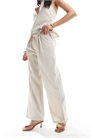 Брюки с высокой талией и широкими брючинами из смешанного льна co-ord артикул 141102681