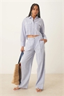 Брюки из смешанного льна в полоску с эластичным поясом co-ord артикул 147197995
