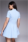 Мини-платье Zephyra с короткими рукавами, высоким воротником и расклешенной юбкой артикул 151182100