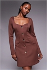 Мини-платье с длинными рукавами, сшитое на заказ, с пуговицами с золотыми вставками артикул 152555595