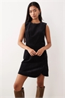 Мини-платье из березовой ткани без рукавов с асимметричной застежкой на пуговицах артикул 152800741