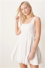 Мини-сарафан с круглым вырезом и складками на талии артикул 141307927