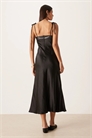 Гибридное платье-миди из атласа с бретелями и подкладкой, с лифом из искусственной кожи артикул 151222219