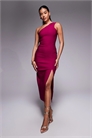 Платье-миди с одним плечом и разрезом на бедре артикул 152478938