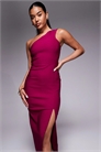 Платье-миди с одним плечом и разрезом на бедре артикул 152478938
