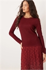 Платье средней длины с длинными рукавами, заниженной талией и кружевной юбкой артикул 152669873