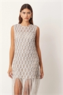 Мини-платье с сетчатой текстурой и бахромой по подолу артикул 147004395