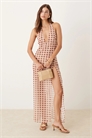 Прозрачное макси-платье в клетку с эффектом размытия артикул 146143390