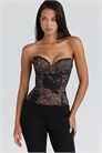 Топ-корсет Yara из чёрного кружева без бретелек артикул 155059450