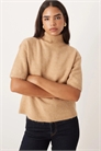 Вязаный топ из шерсти и альпаки с короткими рукавами и воротником-воронкой артикул 149853416