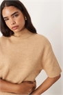 Вязаный топ из шерсти и альпаки с короткими рукавами и воротником-воронкой артикул 149853416