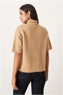 Вязаный топ из шерсти и альпаки с короткими рукавами и воротником-воронкой артикул 149853416