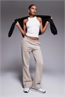 Джоггеры из смесовой ткани с широкими брючинами артикул 134578793