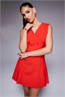 Эксклюзивное мини-платье с застежкой на пуговицах спереди, без рукавов и с складками на бедрах, скроенное по фигуре артикул 140075383