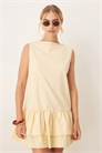Мини-платье свободного кроя с заниженной талией из смешанной ткани-поплина артикул 146738640
