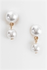 Сережки-гвоздики с двумя подвесками из искусственного жемчуга артикул 155336031