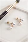 Сережки-гвоздики с двумя подвесками из искусственного жемчуга артикул 155336031