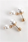 Сережки-гвоздики с двумя подвесками из искусственного жемчуга артикул 155336031