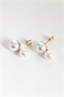 Сережки-гвоздики с двумя подвесками из искусственного жемчуга артикул 155336031