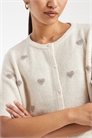Вязаный кардиган с круглым вырезом и короткими рукавами с жаккардовым принтом в виде сердечек артикул 153084233