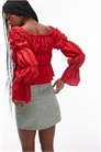 Блузка из красного льна с рюшами от Sadie артикул 143175468